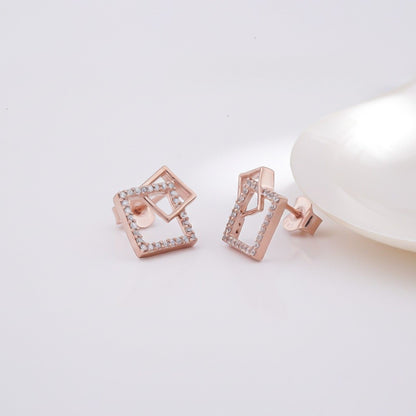 Square Stud Diamond Stud Earrings