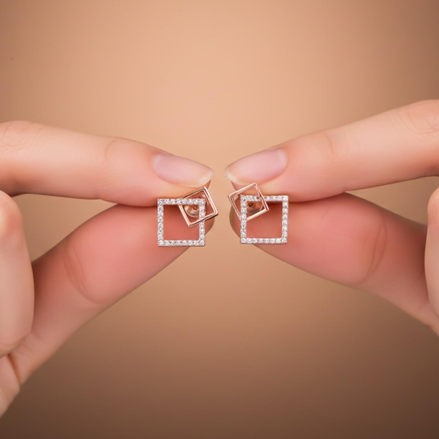 Square Stud Diamond Stud Earrings