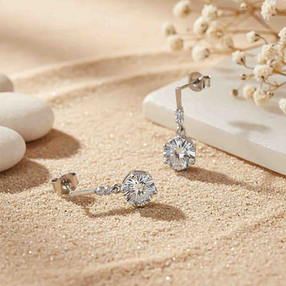 Silver Zirconium Round Drop Earrings