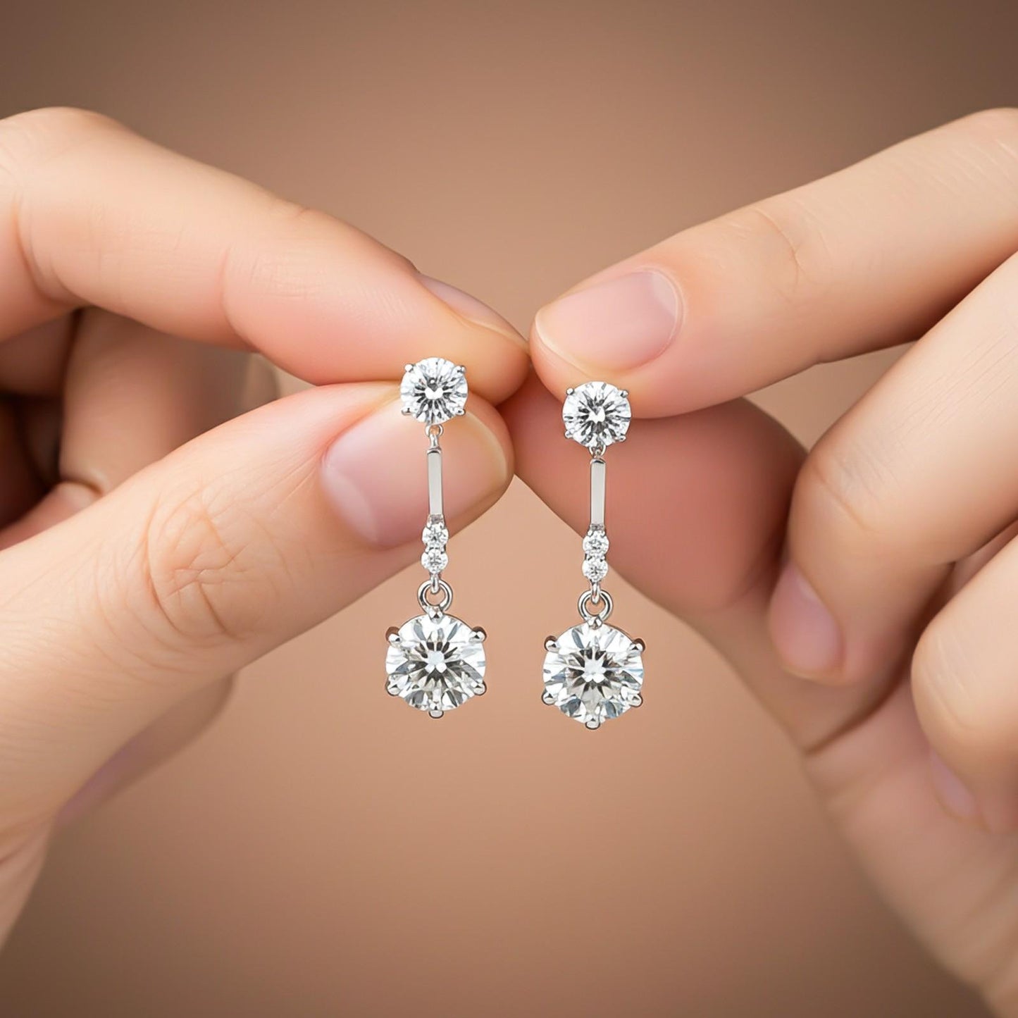 Silver Zirconium Round Drop Earrings