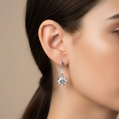 Silver Zirconium Round Drop Earrings