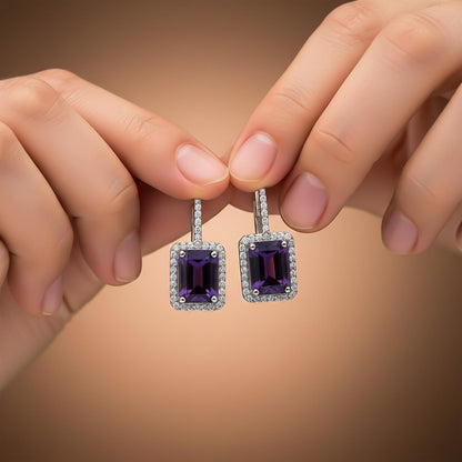 Silver Dreamy Purple Drop Earrings
