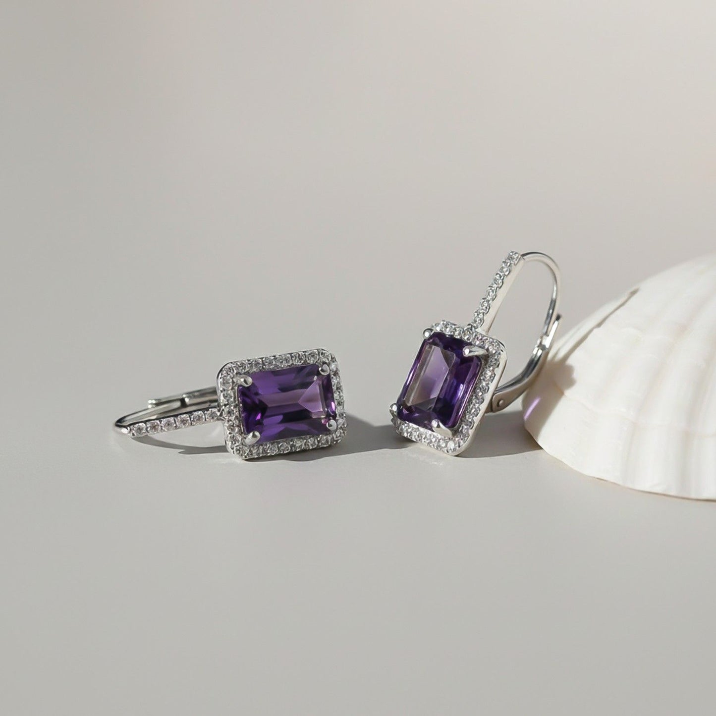 Silver Dreamy Purple Drop Earrings