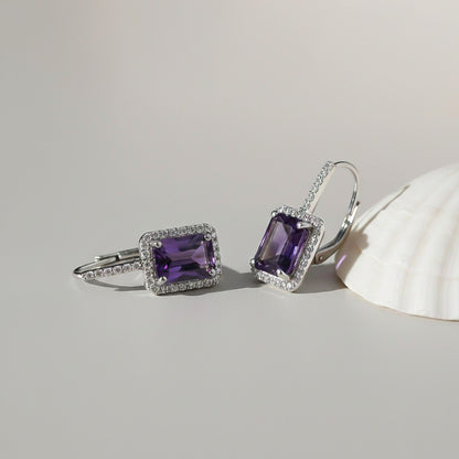 Silver Dreamy Purple Drop Earrings