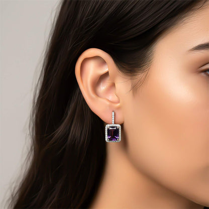 Silver Dreamy Purple Drop Earrings