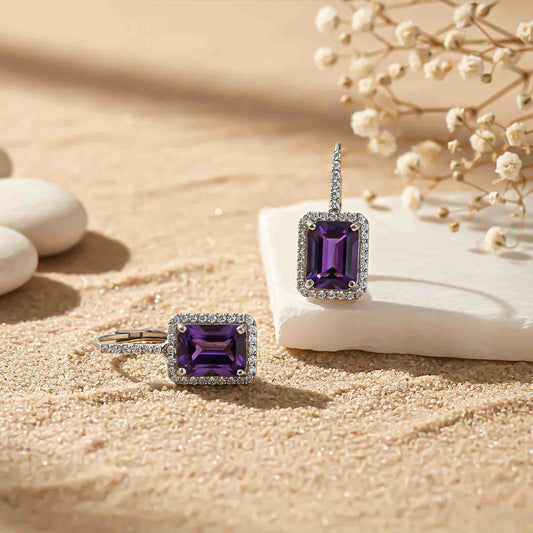 Silver Dreamy Purple Drop Earrings