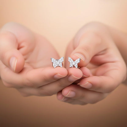 Silver Zircon Butterfly Studs