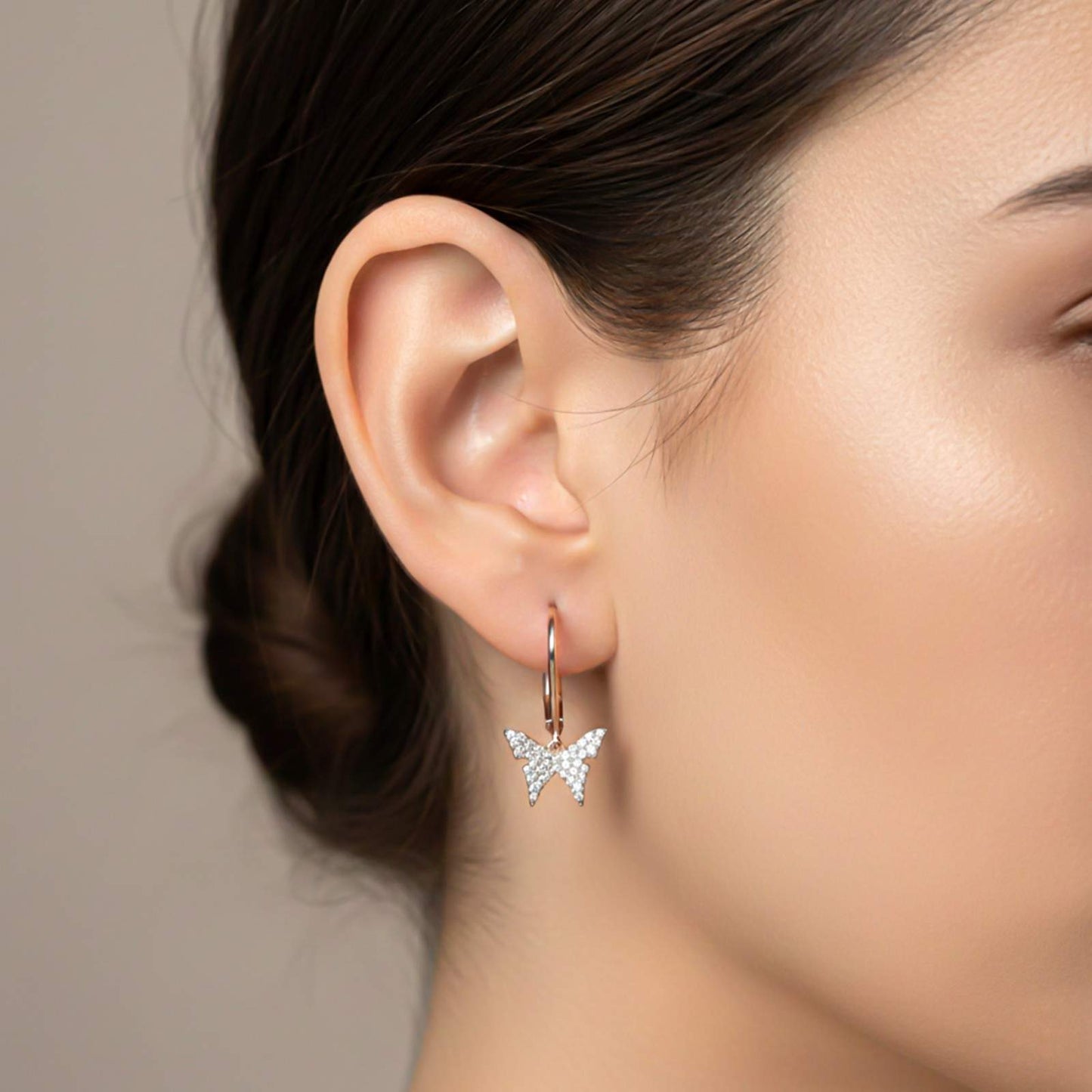 Rose Gold Charming Butterfly Earrings