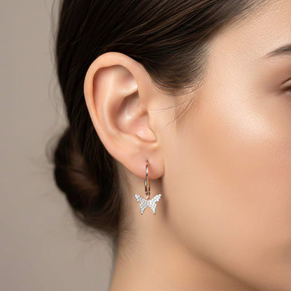 Rose Gold Charming Butterfly Earrings