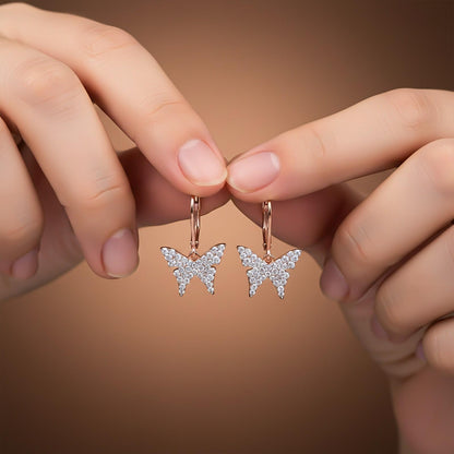 Rose Gold Charming Butterfly Earrings