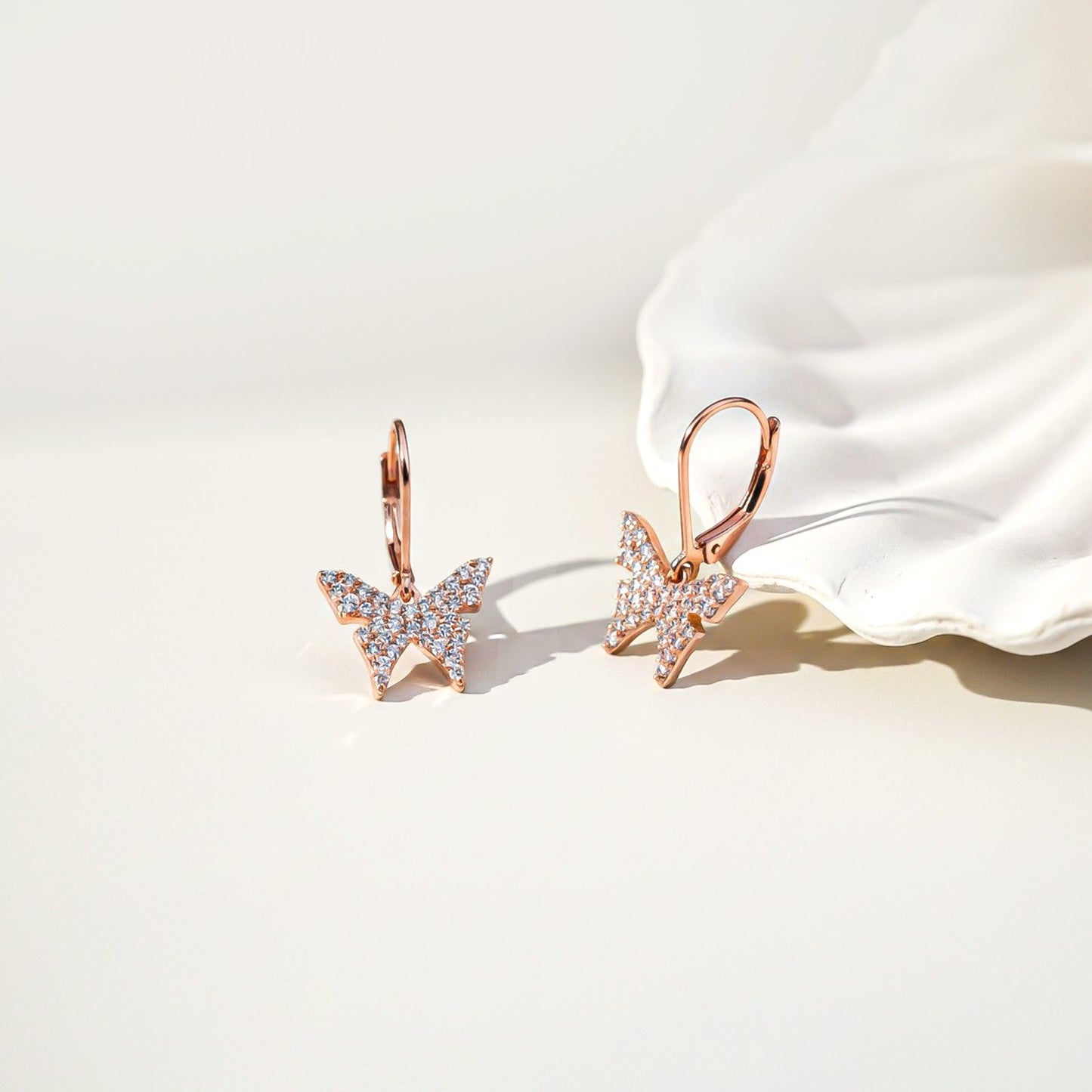 Rose Gold Charming Butterfly Earrings