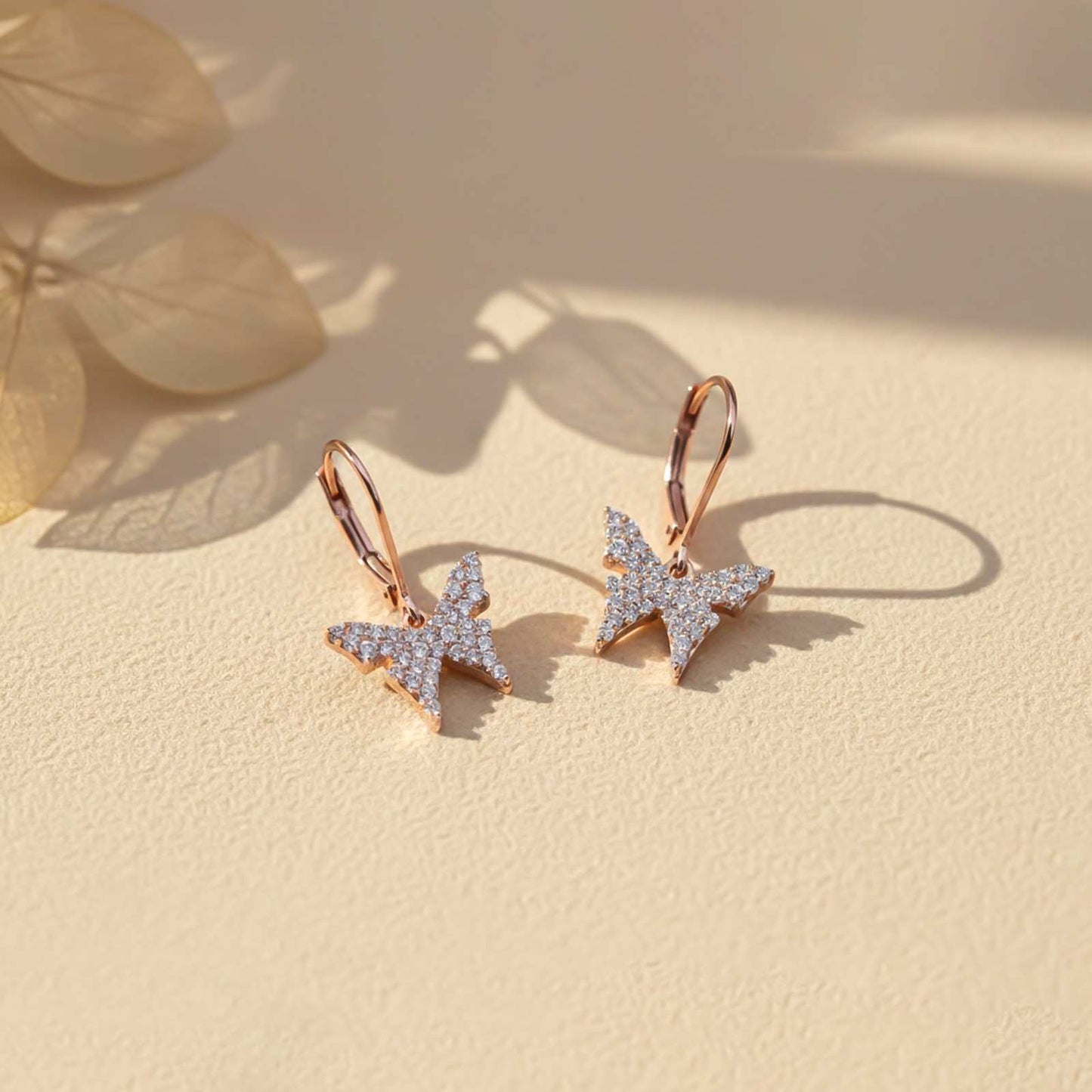 Rose Gold Charming Butterfly Earrings