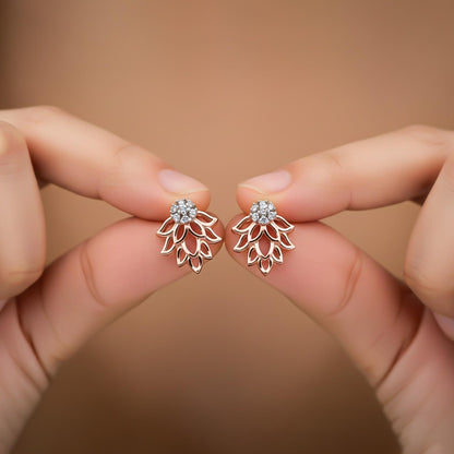Rose Gold Lotus Stud Earrings