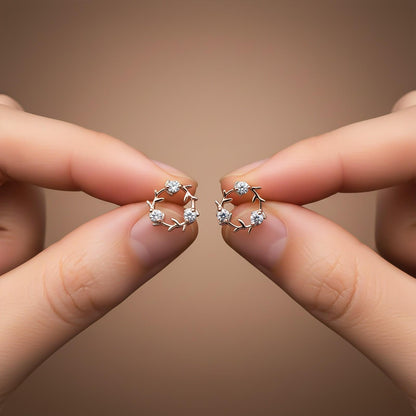 Rose Gold Forest Leaf Stud Earrings