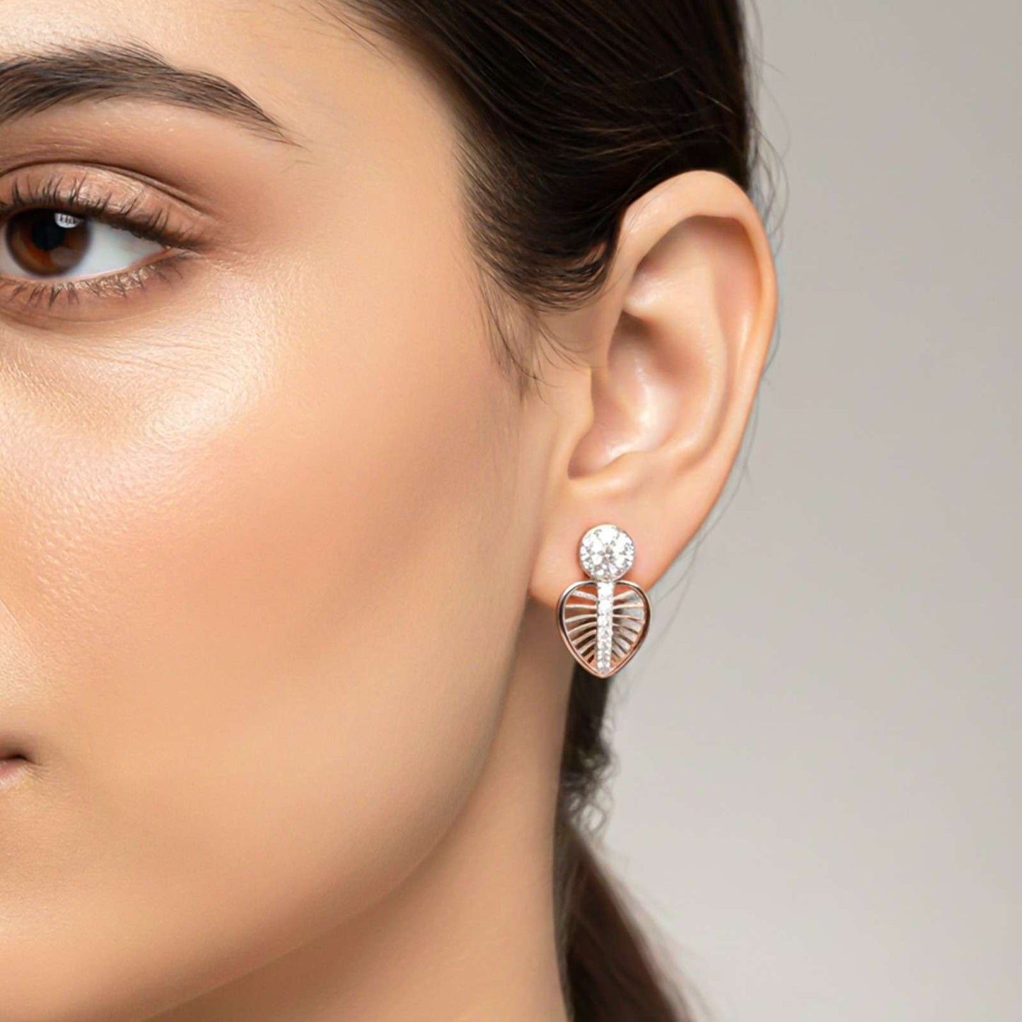 Rose Gold Heart Calista Earrings