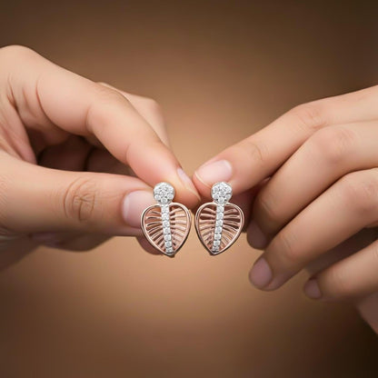 Rose Gold Heart Calista Earrings