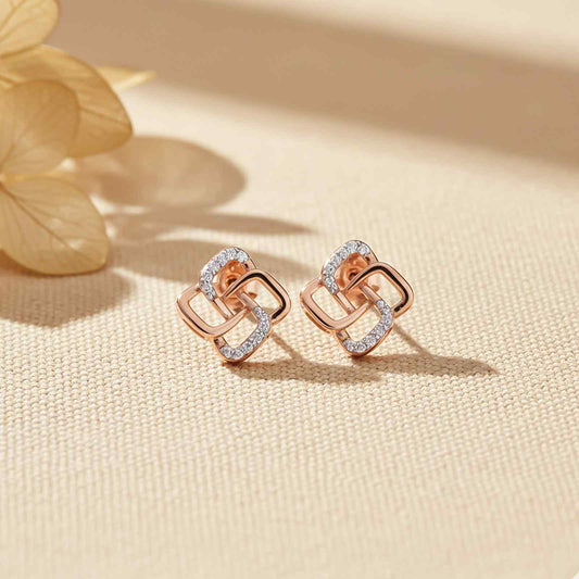 Rose Gold Zircon Studded Cadmus Earring