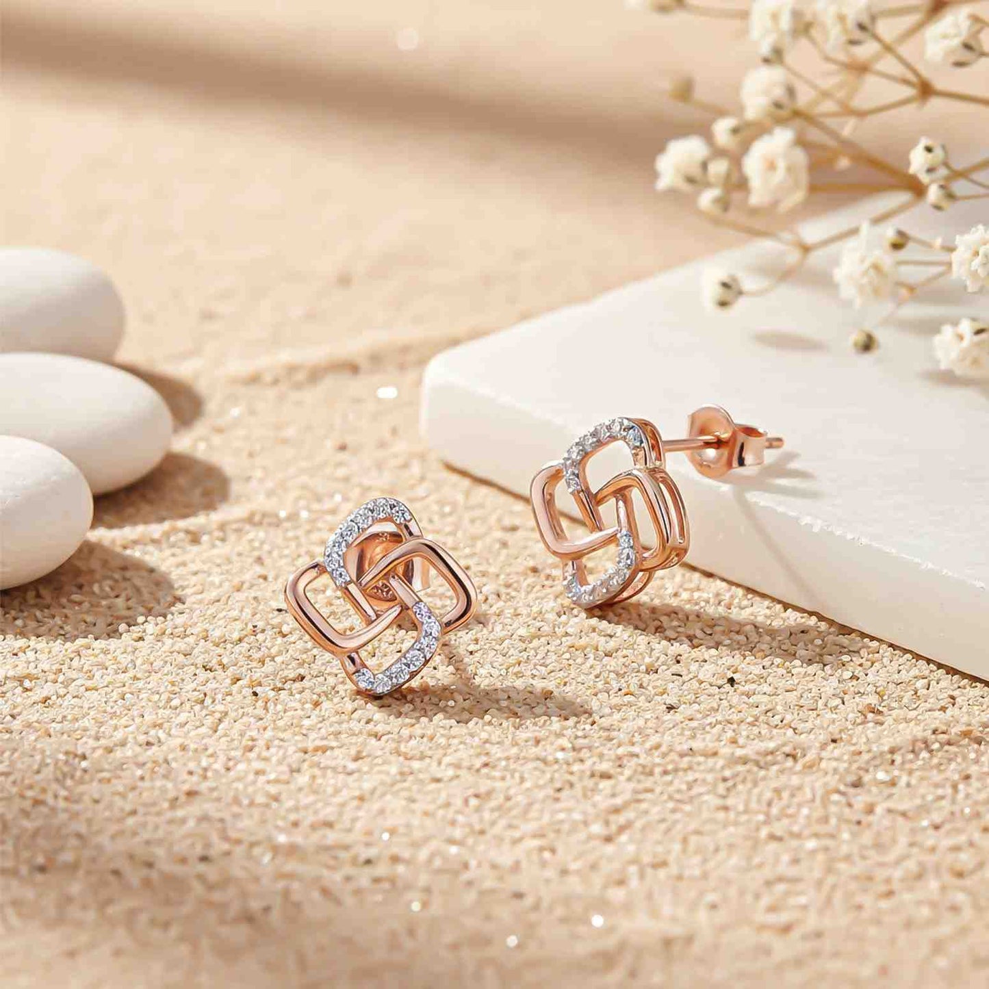 Rose Gold Zircon Studded Cadmus Earring