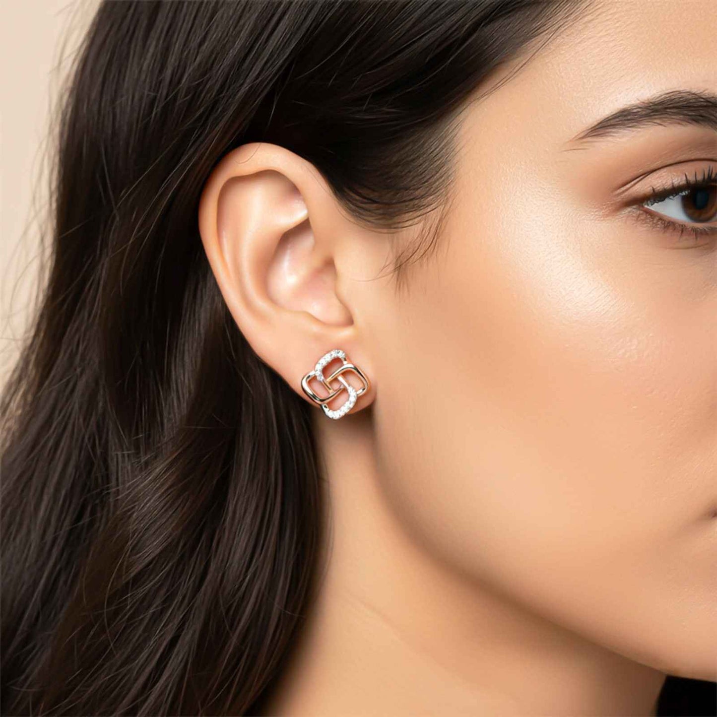 Rose Gold Zircon Studded Cadmus Earring