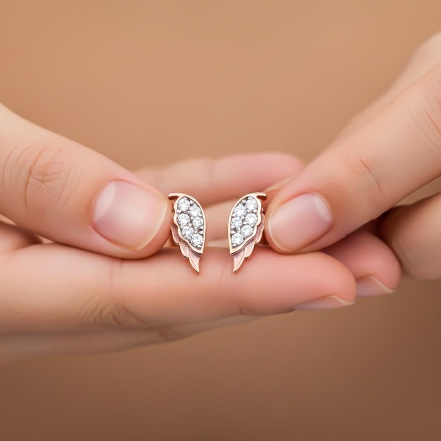 Rose Gold Mini Wings Stud Earrings
