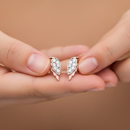 Rose Gold Mini Wings Stud Earrings