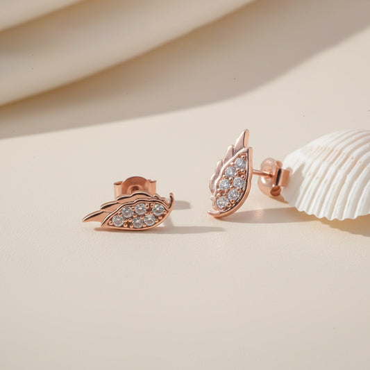 Rose Gold Mini Wings Stud Earrings