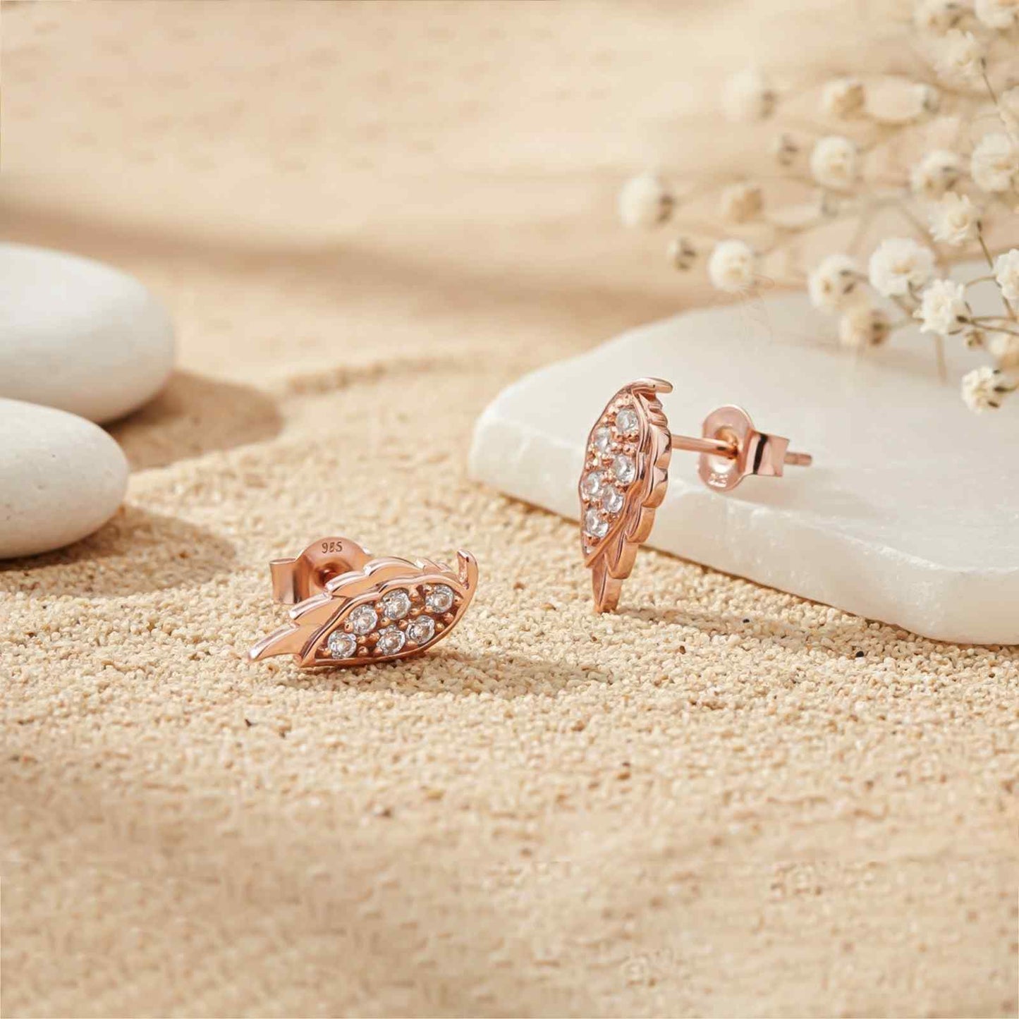 Rose Gold Mini Wings Stud Earrings