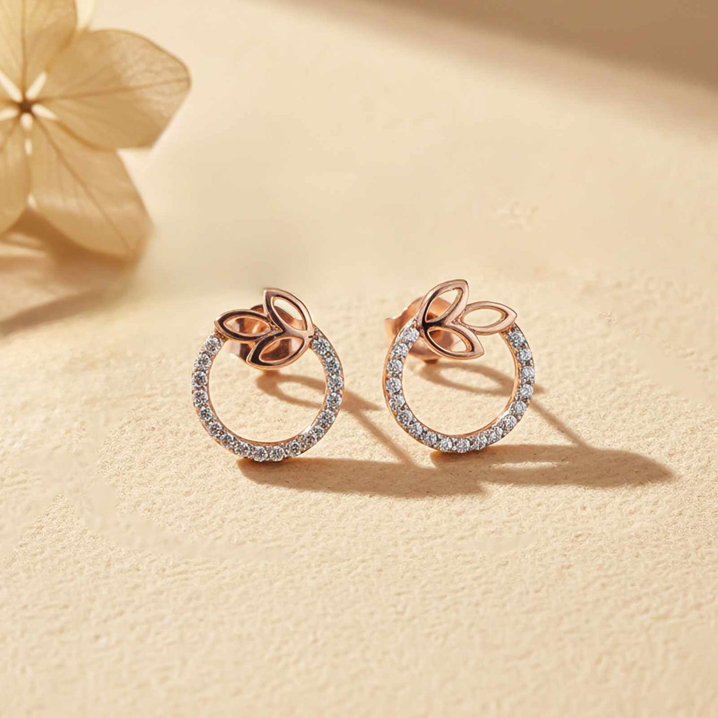 Rose Gold Elior Petal Stud Earrings