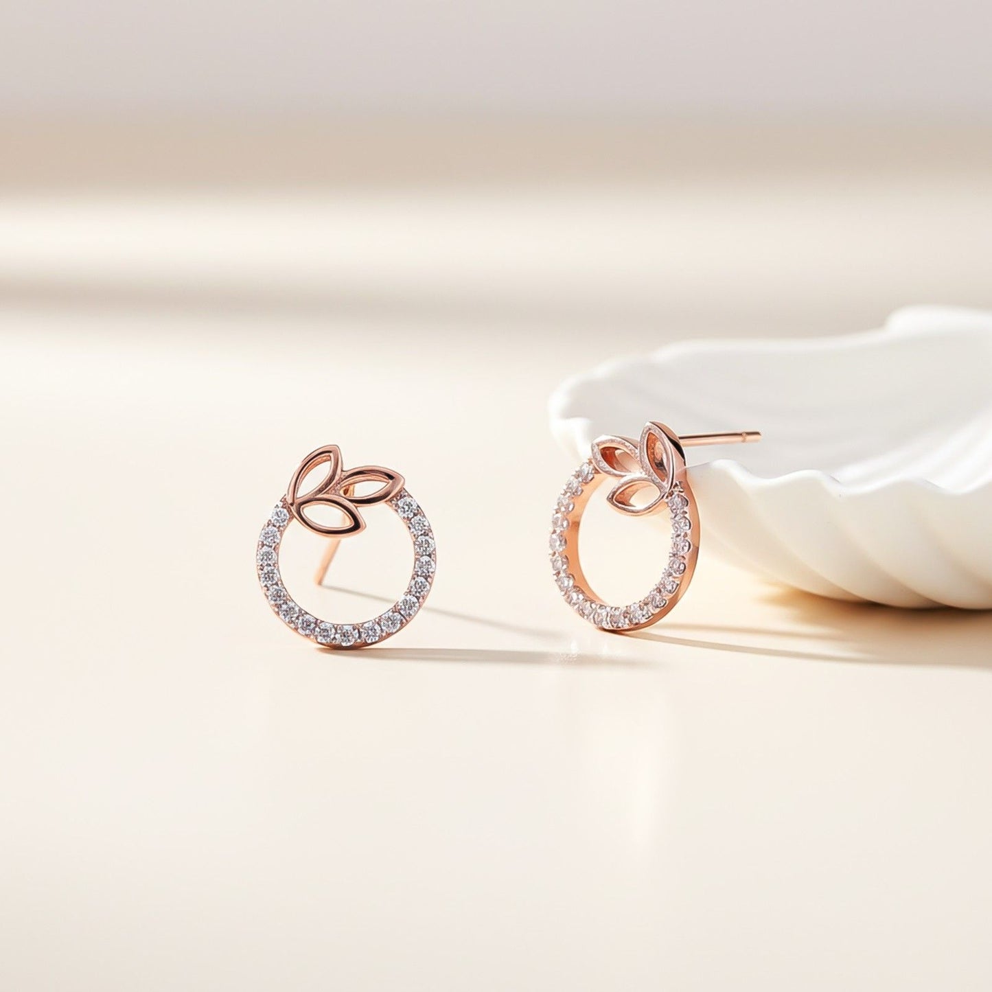 Rose Gold Elior Petal Stud Earrings