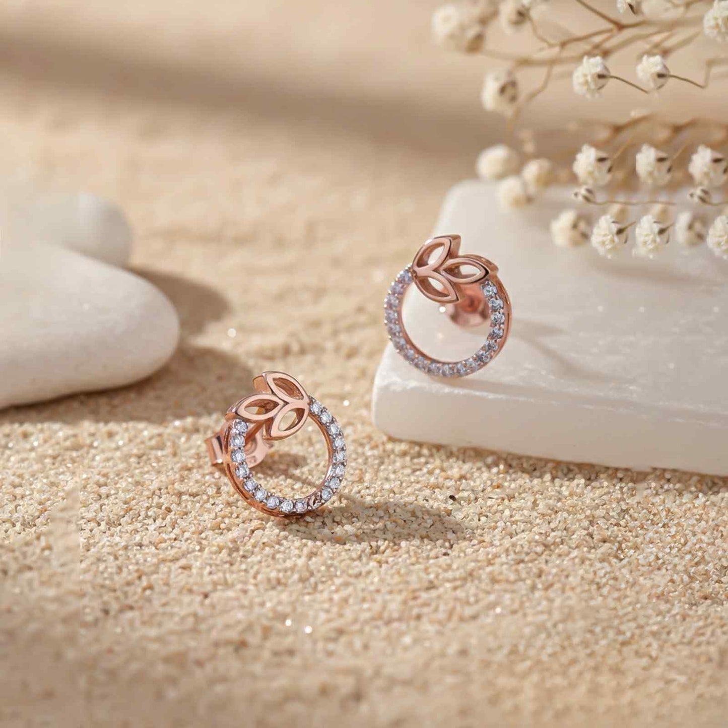 Rose Gold Elior Petal Stud Earrings