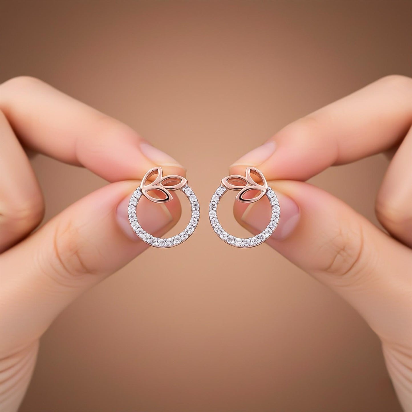 Rose Gold Elior Petal Stud Earrings