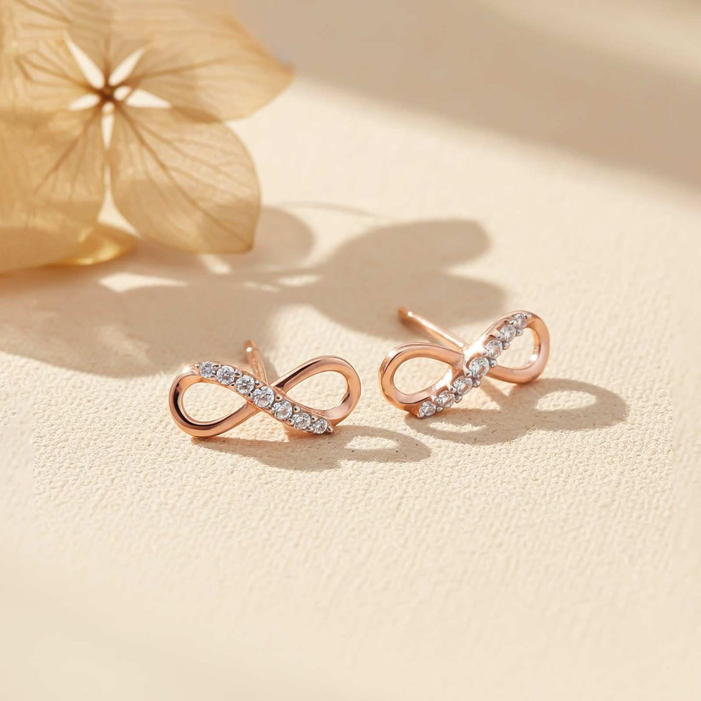Rose Gold Infinity Stud Earrings