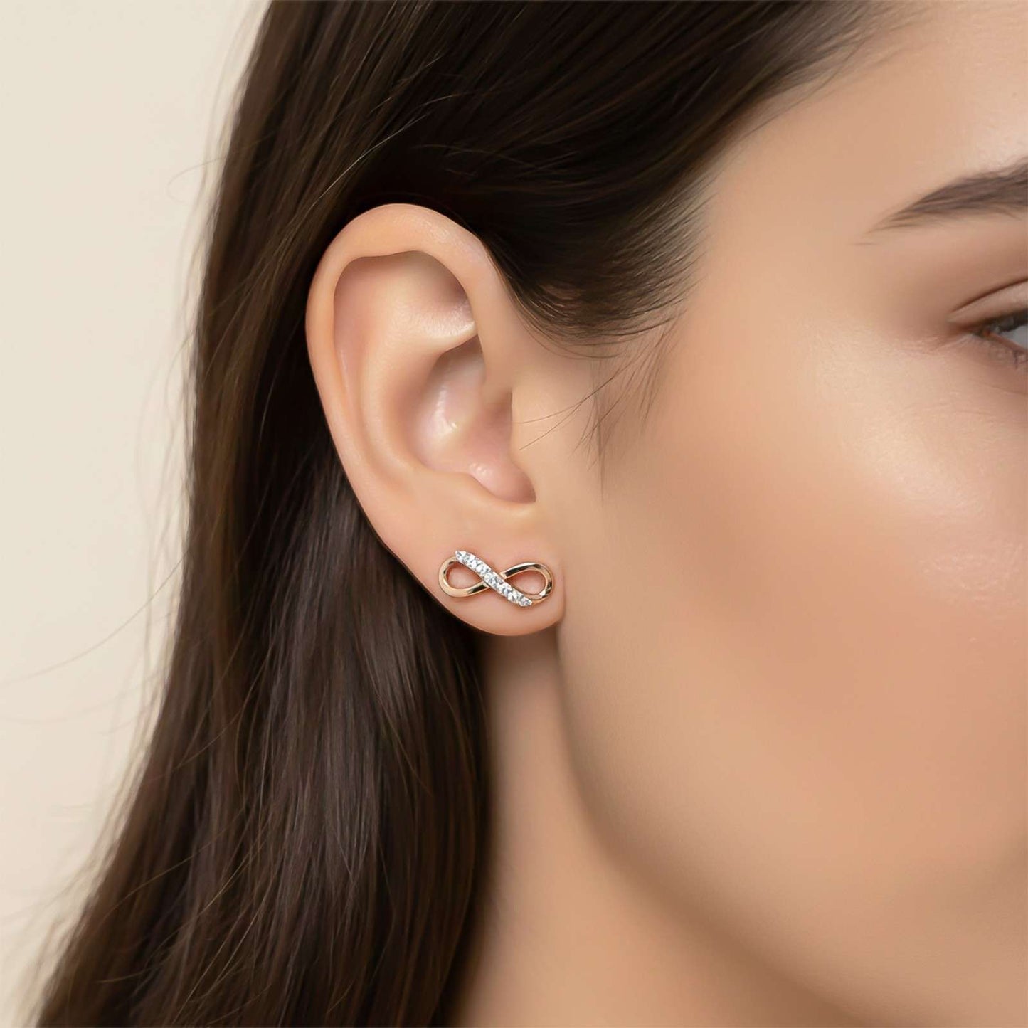 Rose Gold Infinity Stud Earrings
