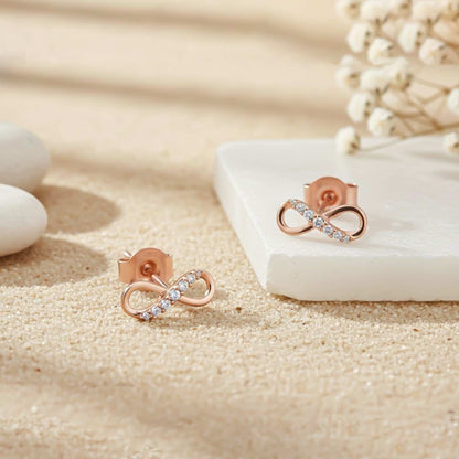 Rose Gold Infinity Stud Earrings
