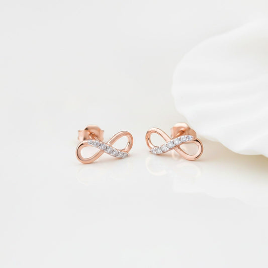 Rose Gold Infinity Stud Earrings