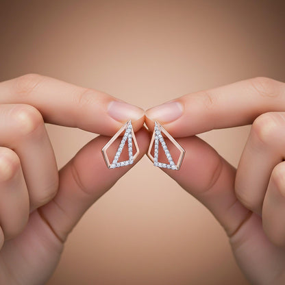 Rose Gold Triangular Earrings