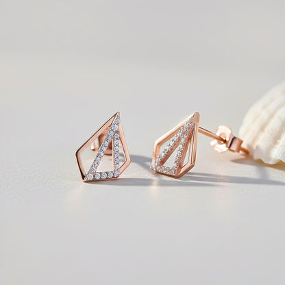 Rose Gold Triangular Earrings