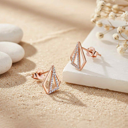 Rose Gold Triangular Earrings