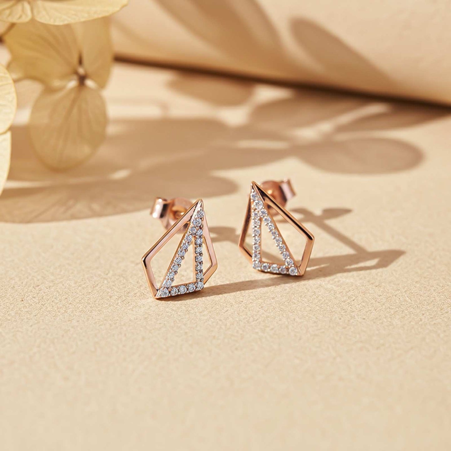 Rose Gold Triangular Earrings