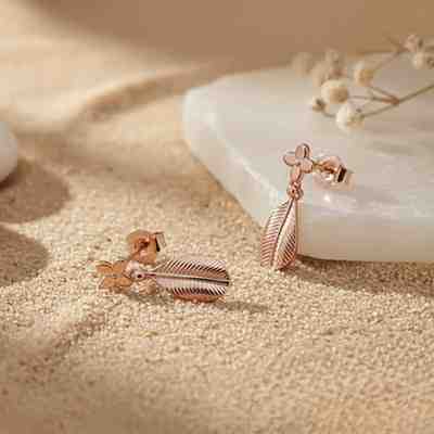 Rose Gold Leafy Hazel Earrings