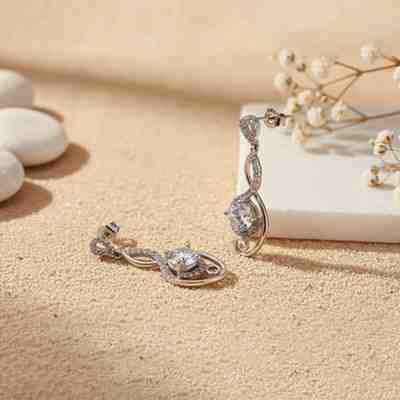 Silver Round Infinity Bold Drop Earrings