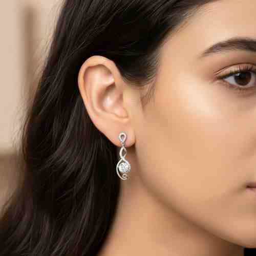 Silver Round Infinity Bold Drop Earrings