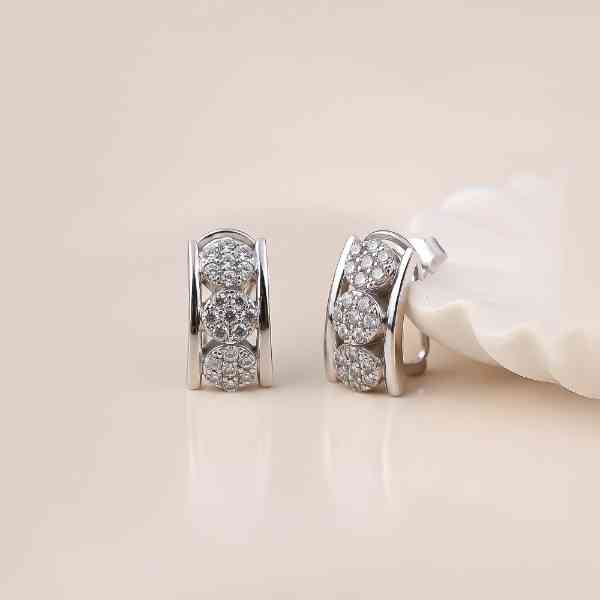 Silver Sparkling Shine Hoop Earrings