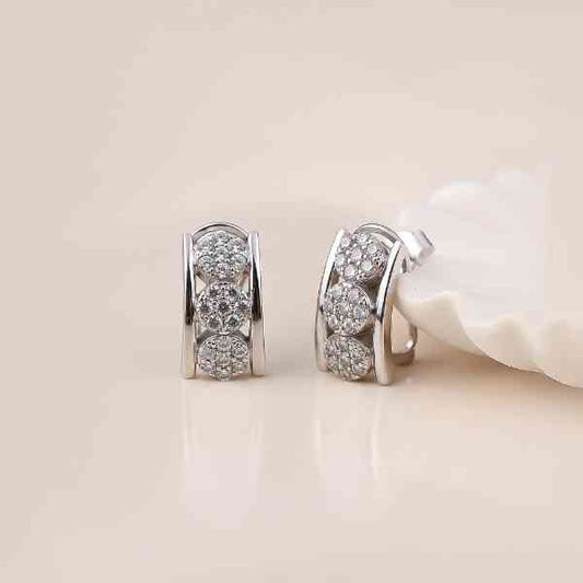 Silver Sparkling Shine Hoop Earrings