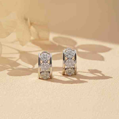 Silver Sparkling Shine Hoop Earrings