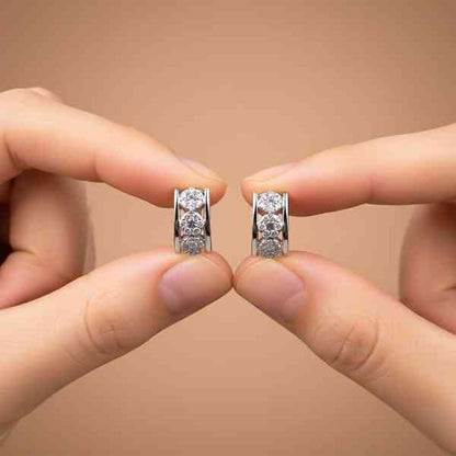 Silver Sparkling Shine Hoop Earrings