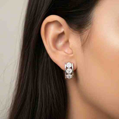 Silver Sparkling Shine Hoop Earrings
