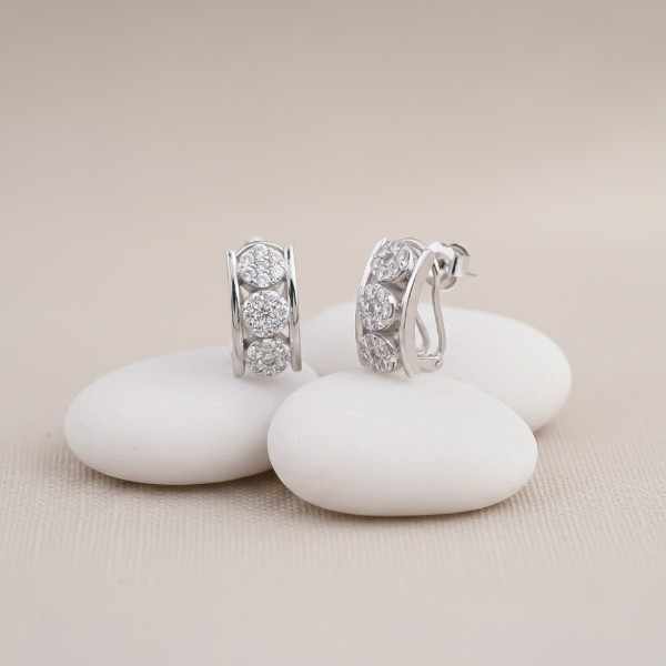 Silver Sparkling Shine Hoop Earrings