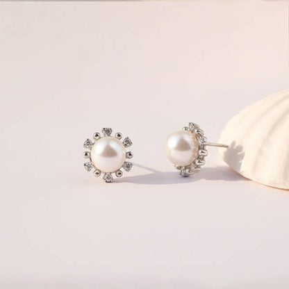 Silver Pearl Petal Earrings