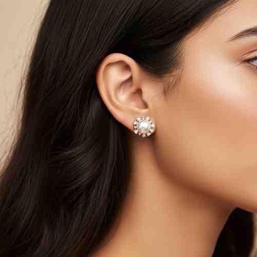 Silver Pearl Petal Earrings